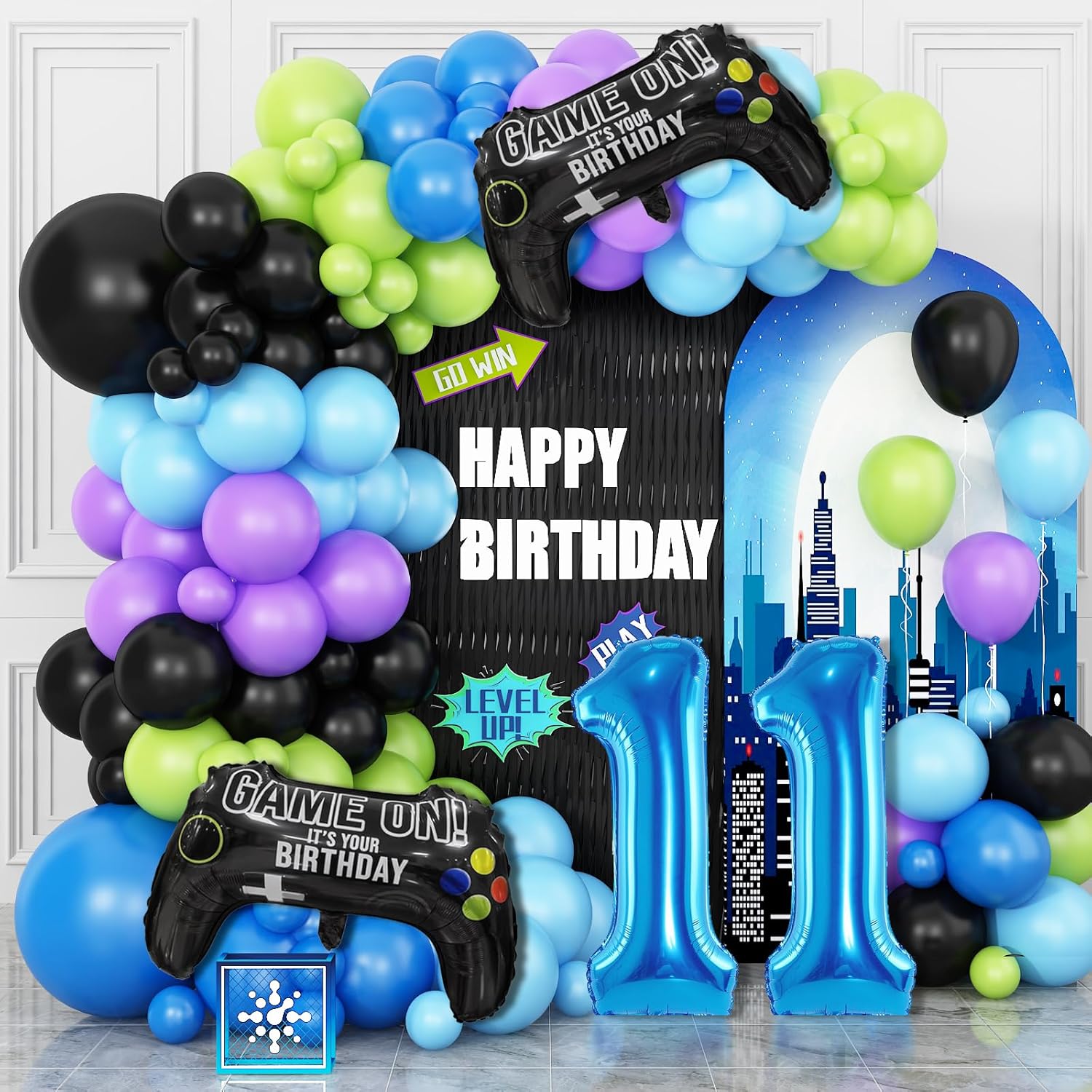 11th Birthday Game Balloons Arch Kit