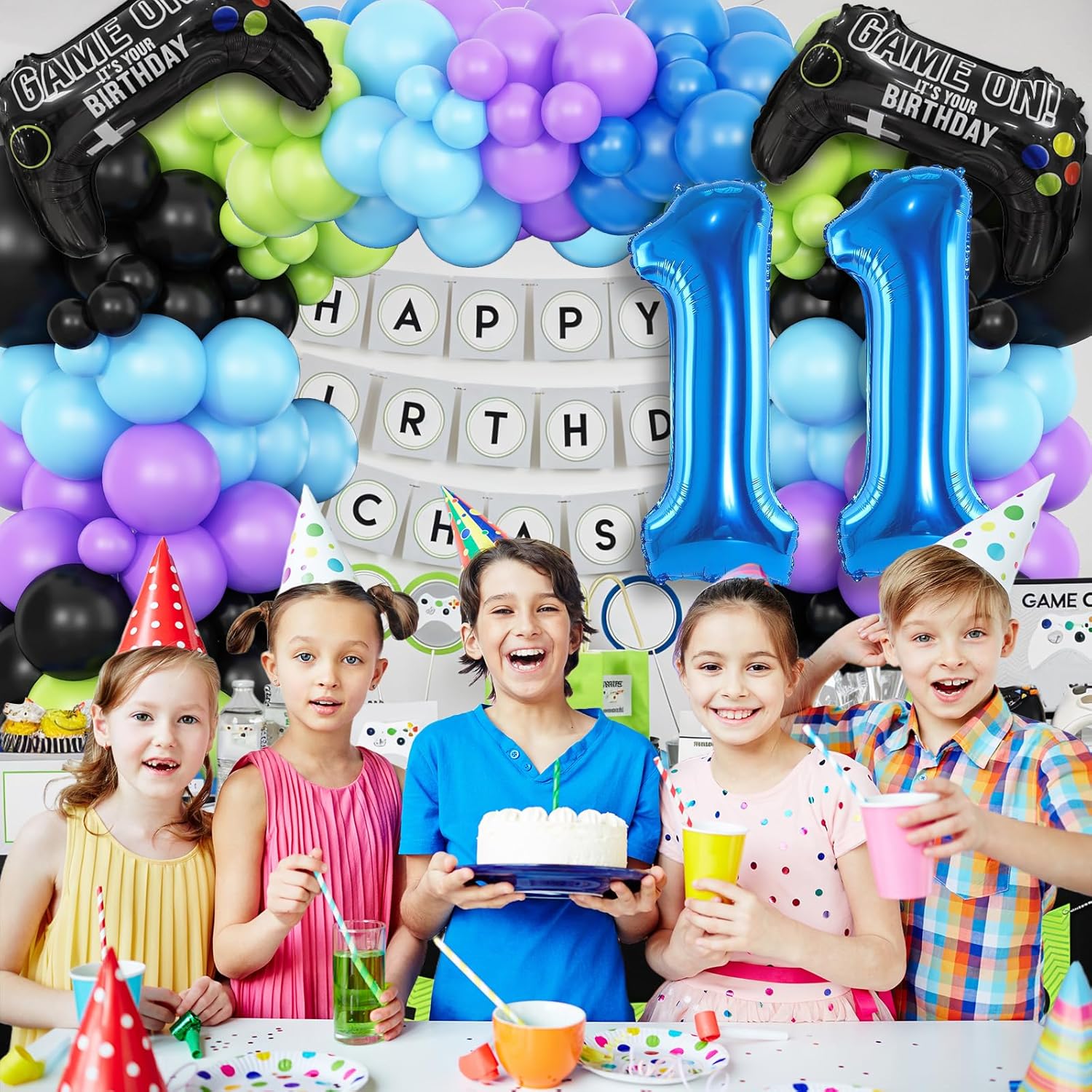11th Birthday Game Balloons Arch Kit