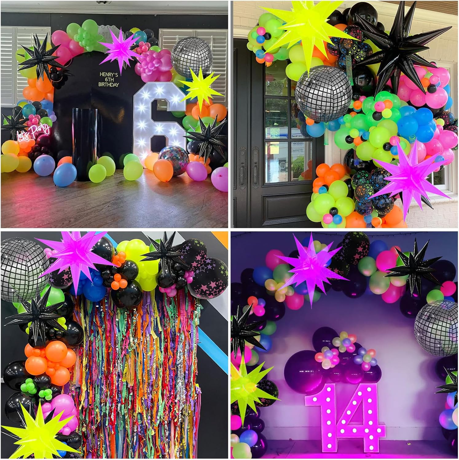 147pcs Neon Balloon Arch Kit for 80s 90s Birthday Party