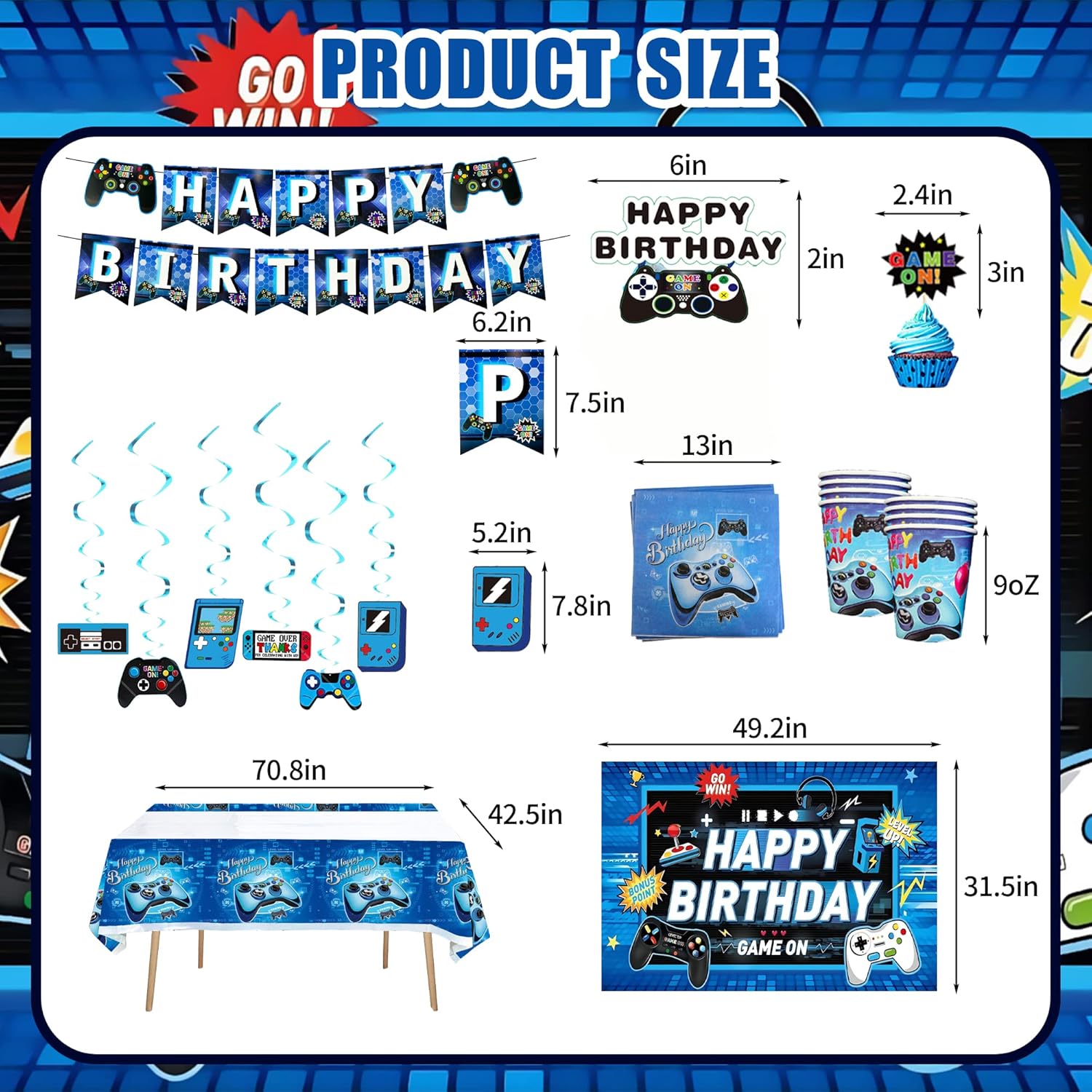 VOFGODI Boys Birthday Party Decorations Set Blue