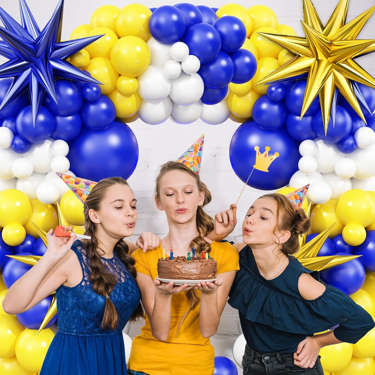 Blue Yellow Balloon Arch Kit for Parties