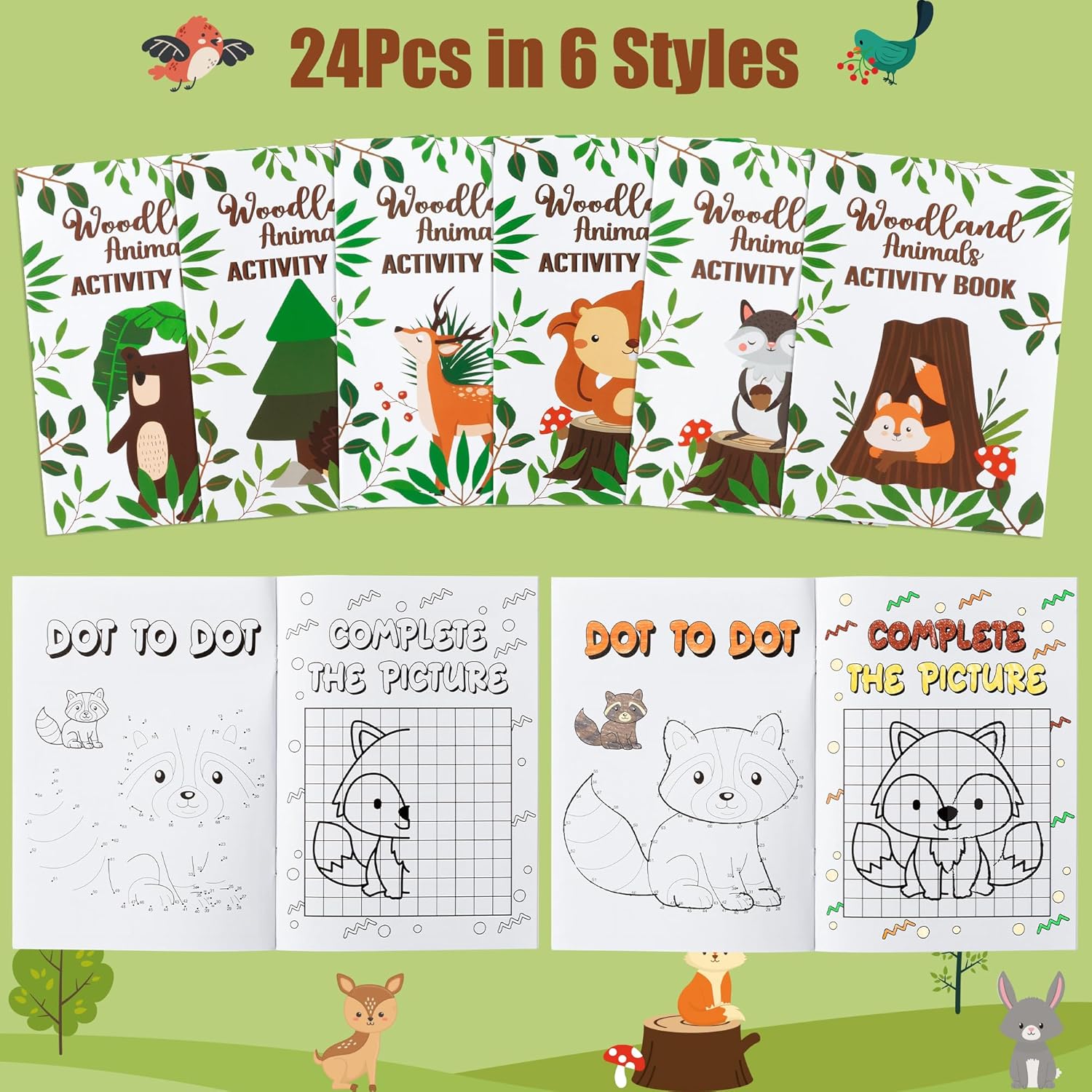 Dvbonike 24Pcs Woodland Animals Activity Books for Kids