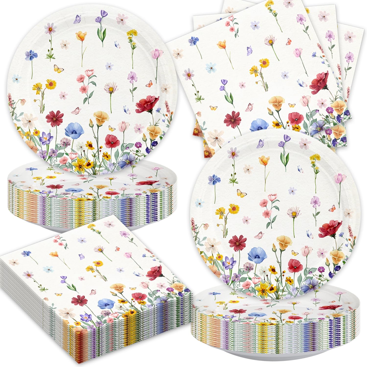40 Pcs Wildflower Party Supplies for 20 Guests