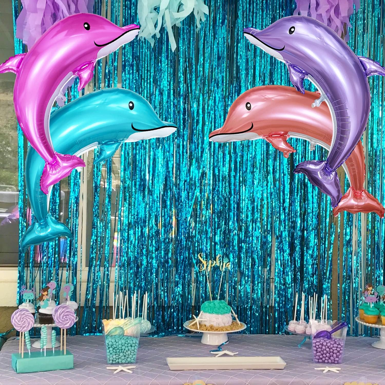 Timecity Large Dolphin Foil Balloons 5pcs Ocean Animal Decorations