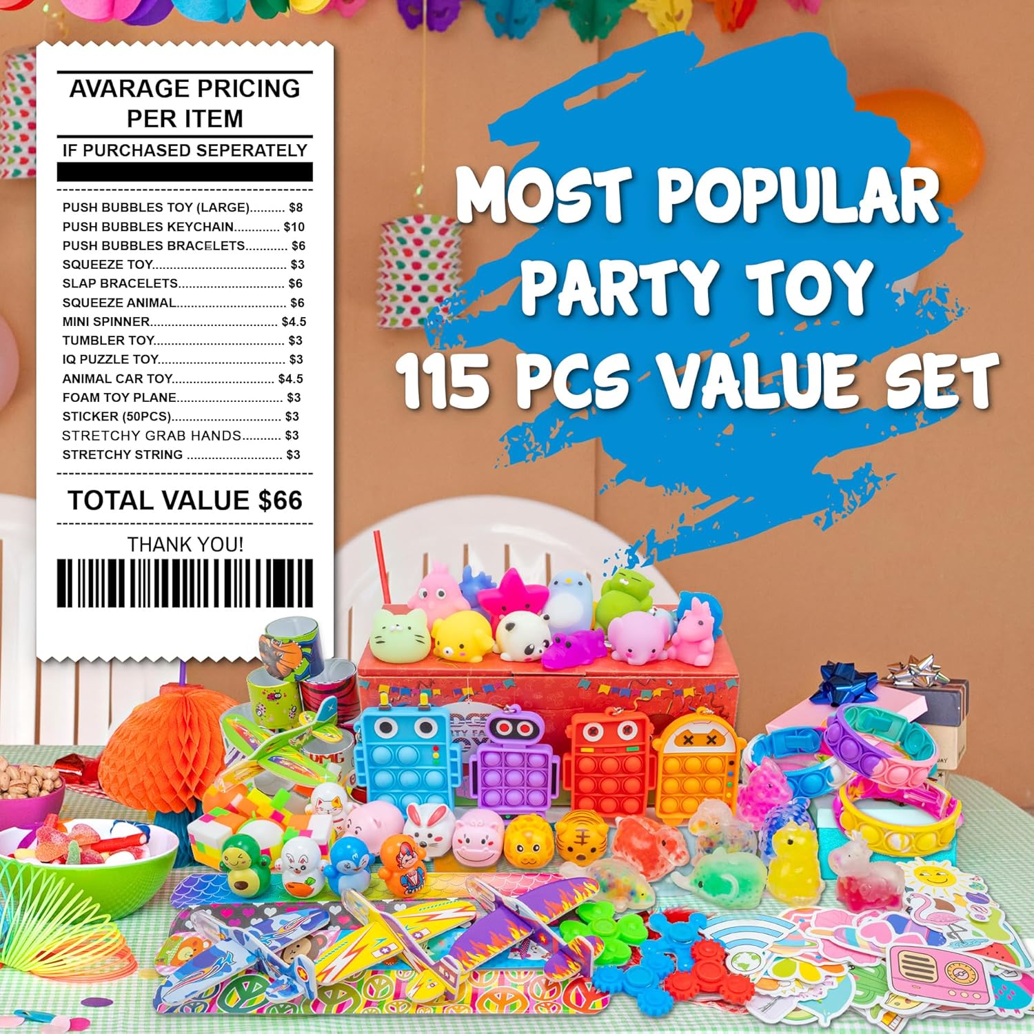 115 PCS Premium Party Favors for Kids 4-8-12