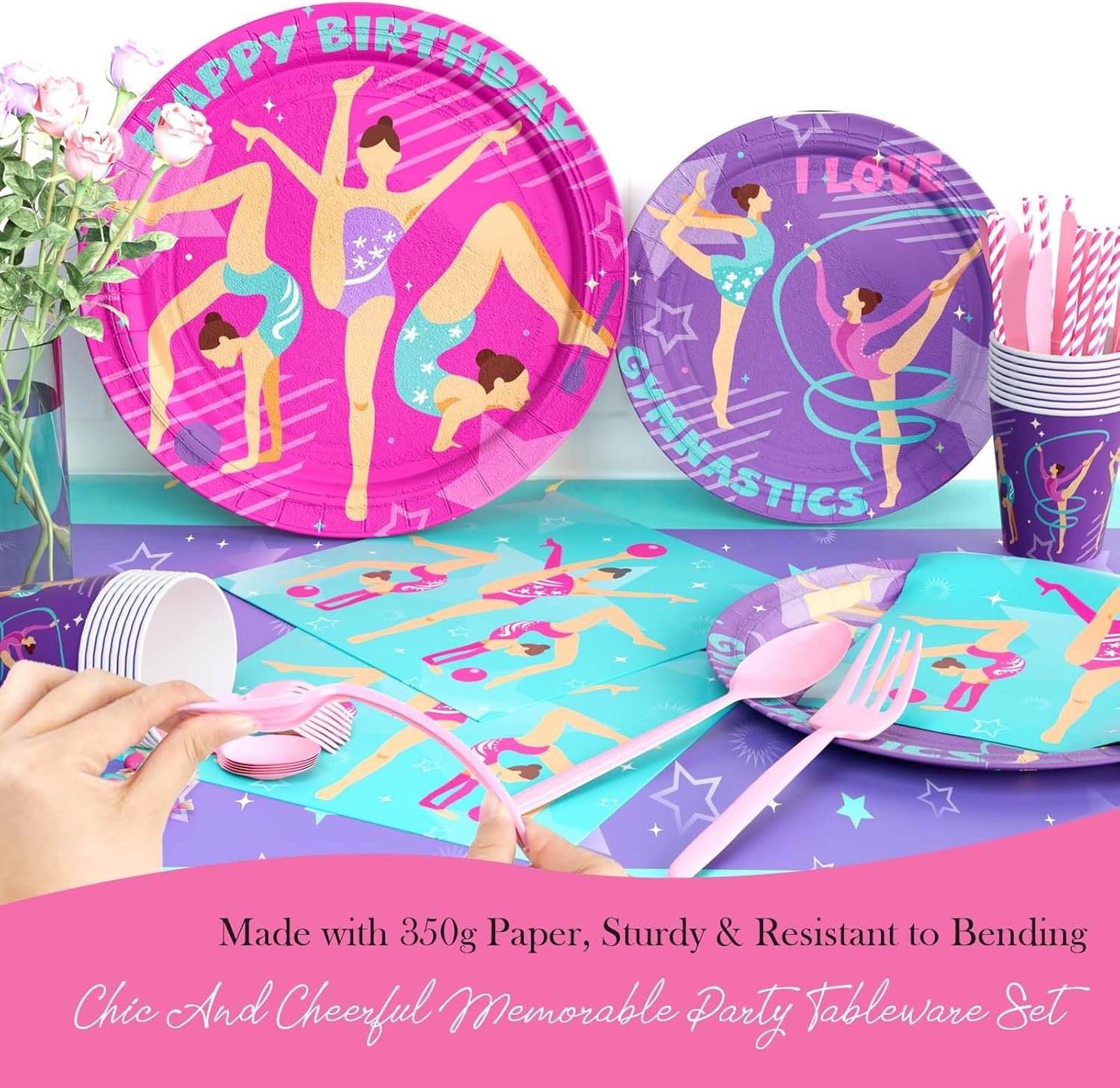 Gymnastics Birthday Party Tableware Set for Kids