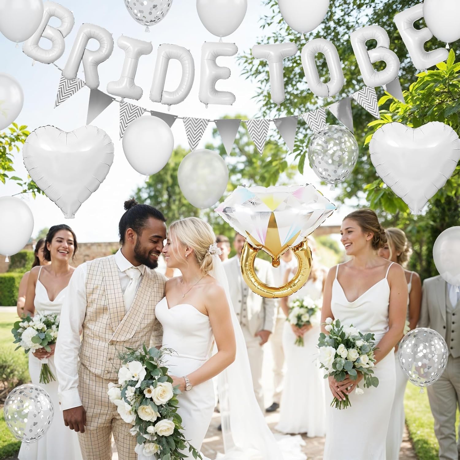 White Bachelorette Party Balloons Decorations Set