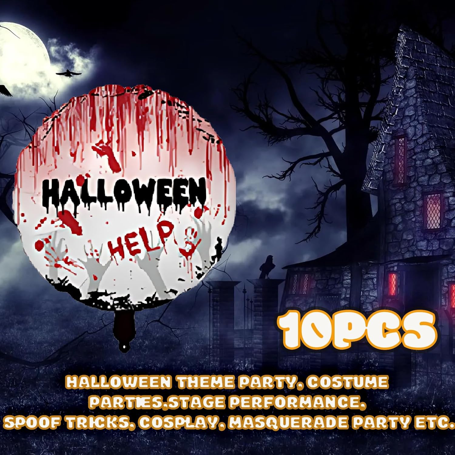 10 PCS Scary Halloween Balloons 2362in Blood Splatter Party Decor