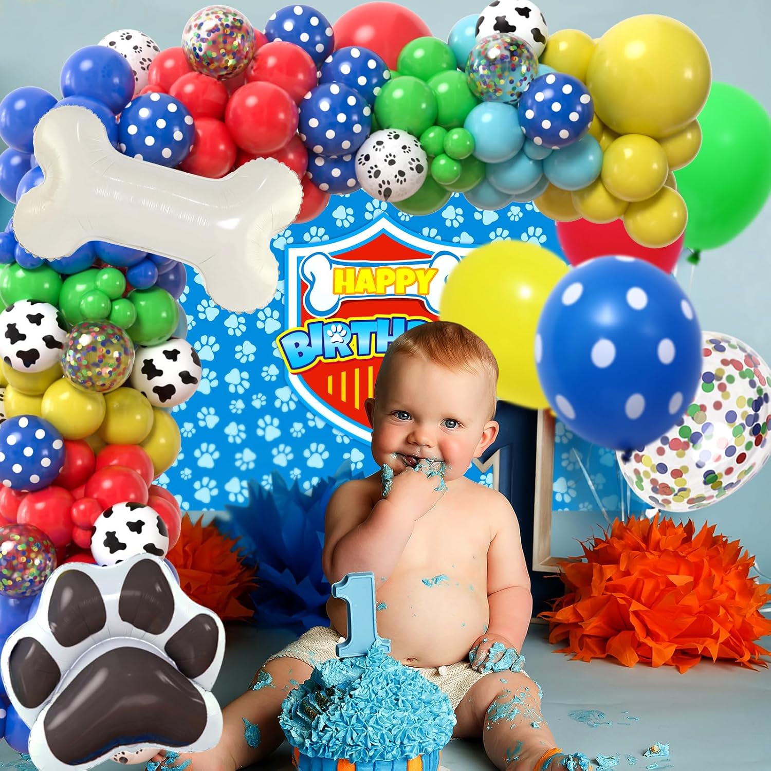 Winrayk 156Pcs Dog Paw Birthday Decorations
