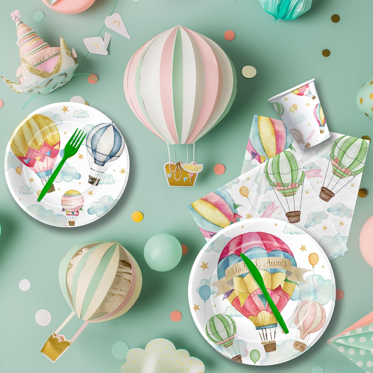 Hot Air Balloon Party Tableware Set for 24 Guests