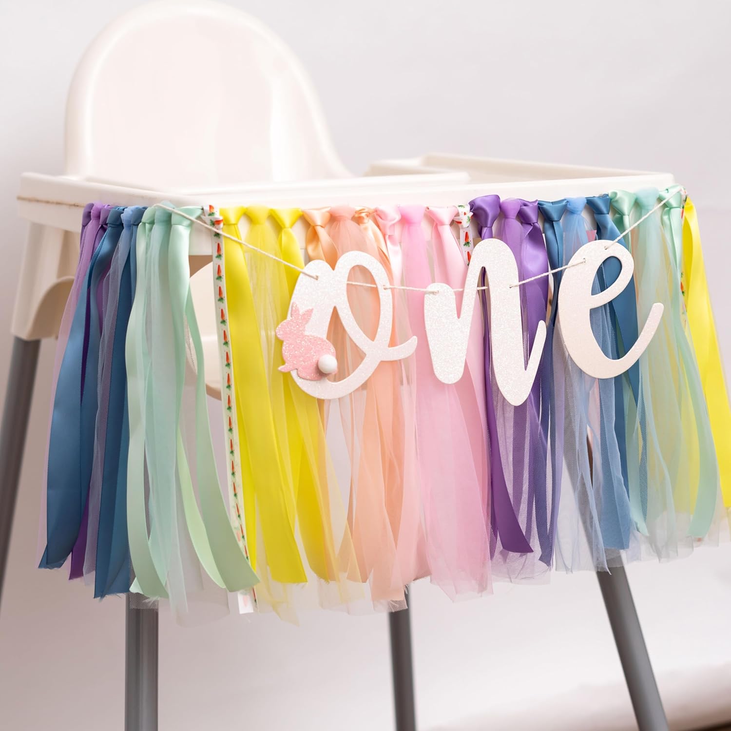 Bunny One Highchair Banner for First Birthday Decor