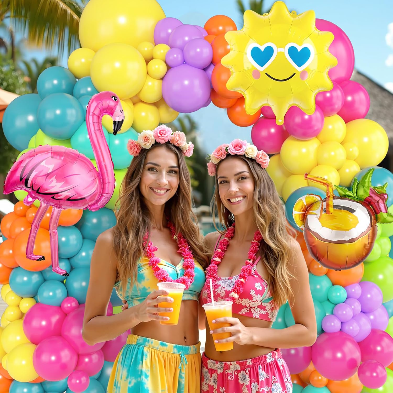 164Pcs Tropical Balloon Arch Kit for Parties