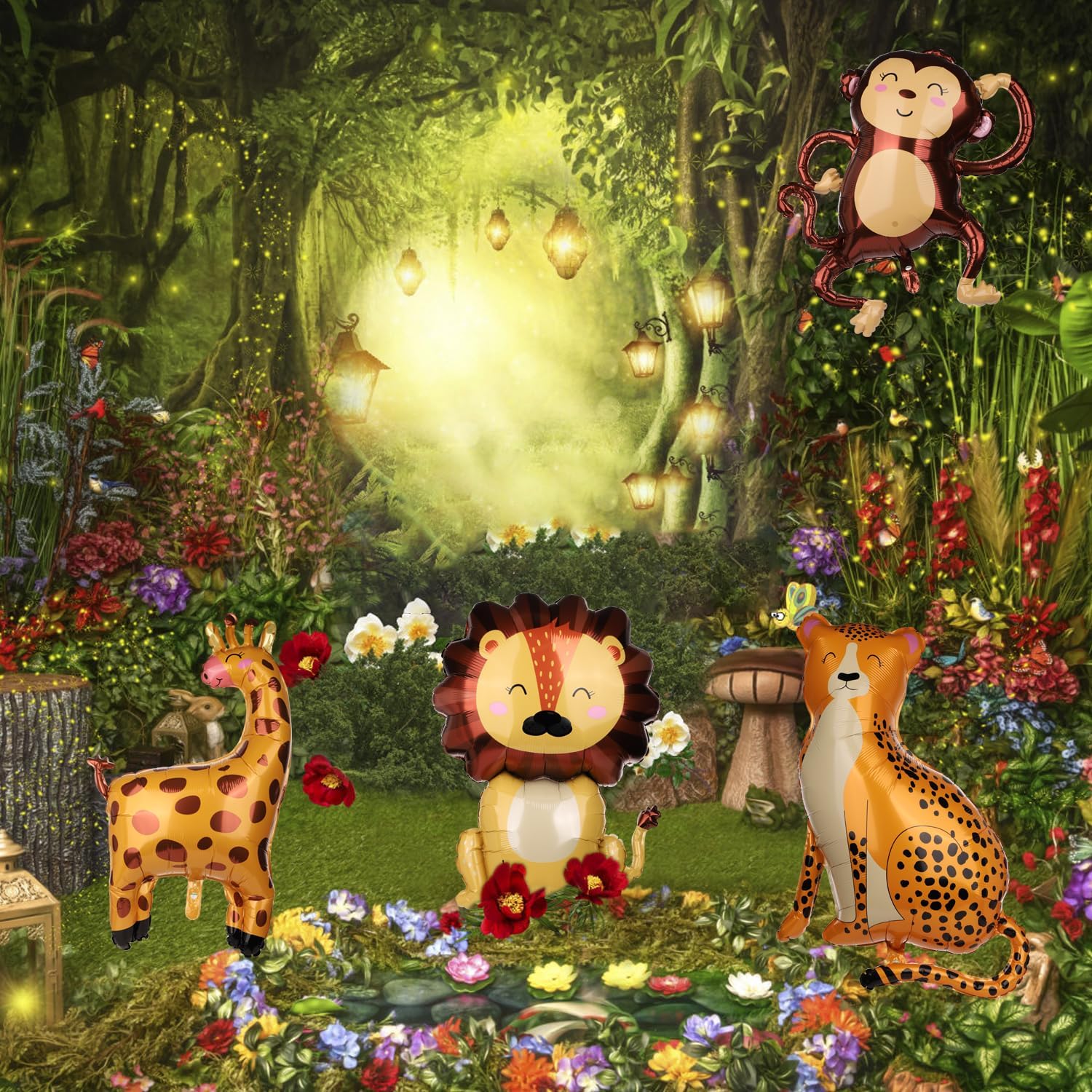 7pcs Jungle Safari Animal Balloons for Kids Party Decorations