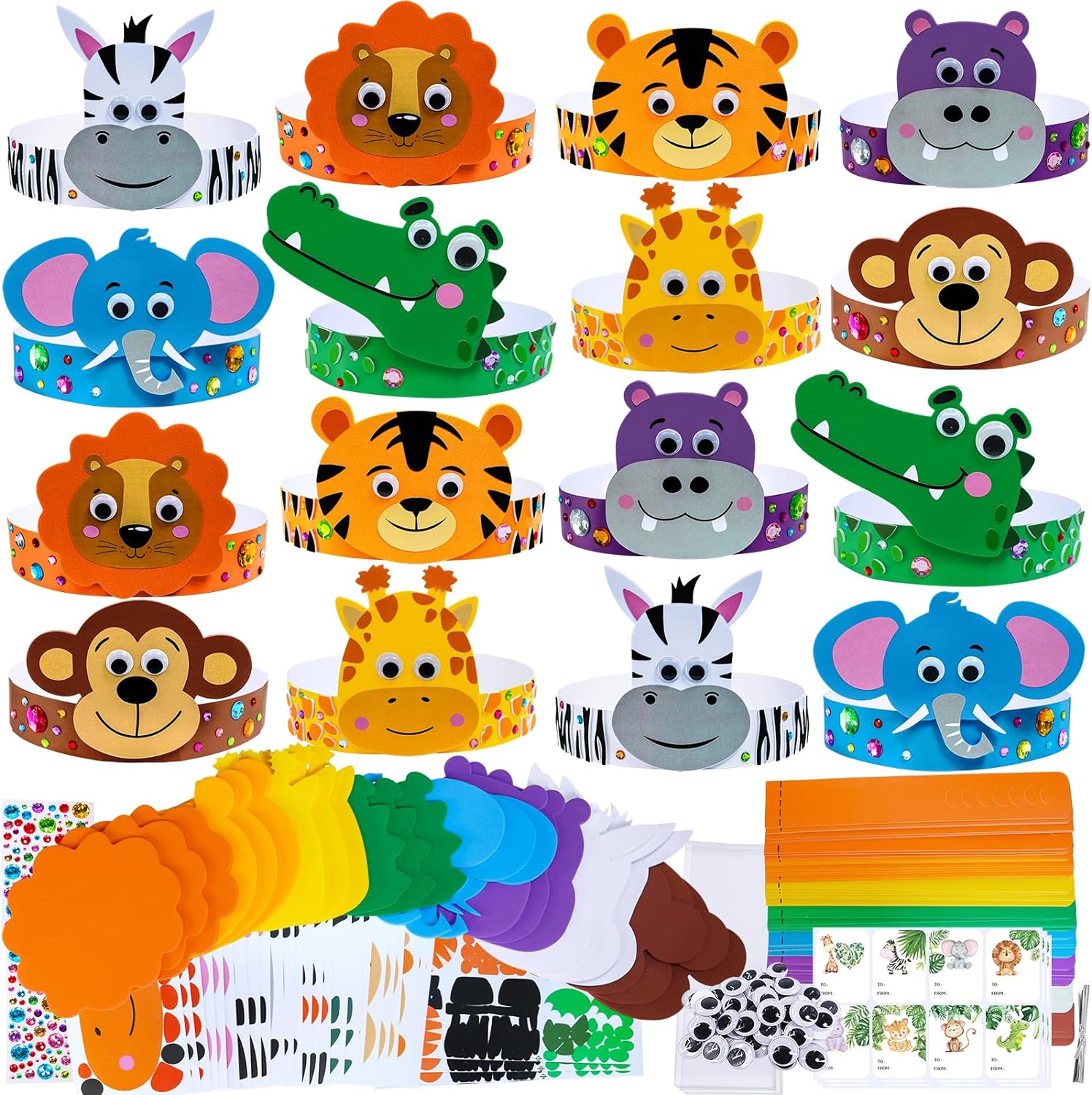 Winlyn 24 Jungle Animal Headbands Craft Kit