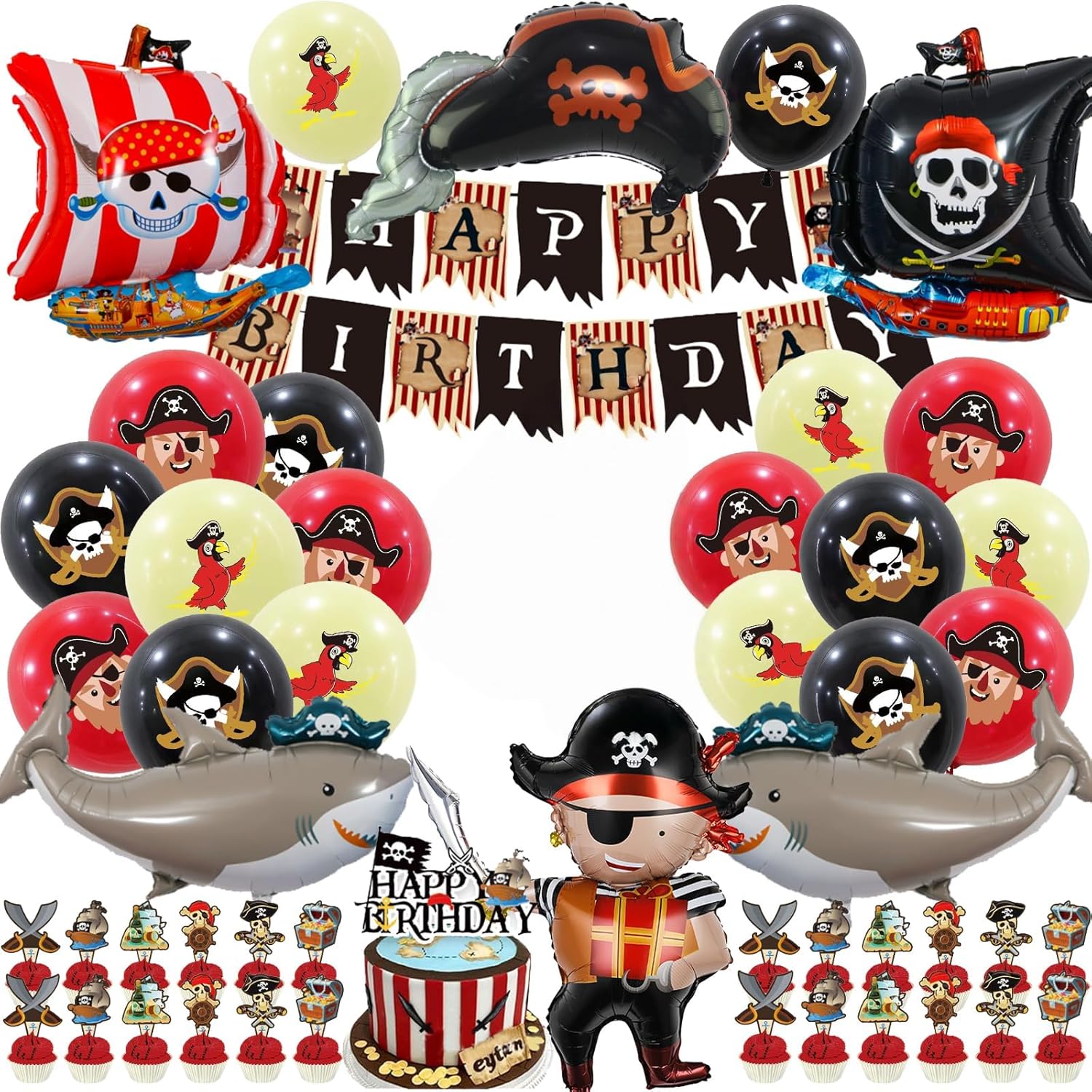 Pirate Theme Birthday Decorations 38 Piece Set