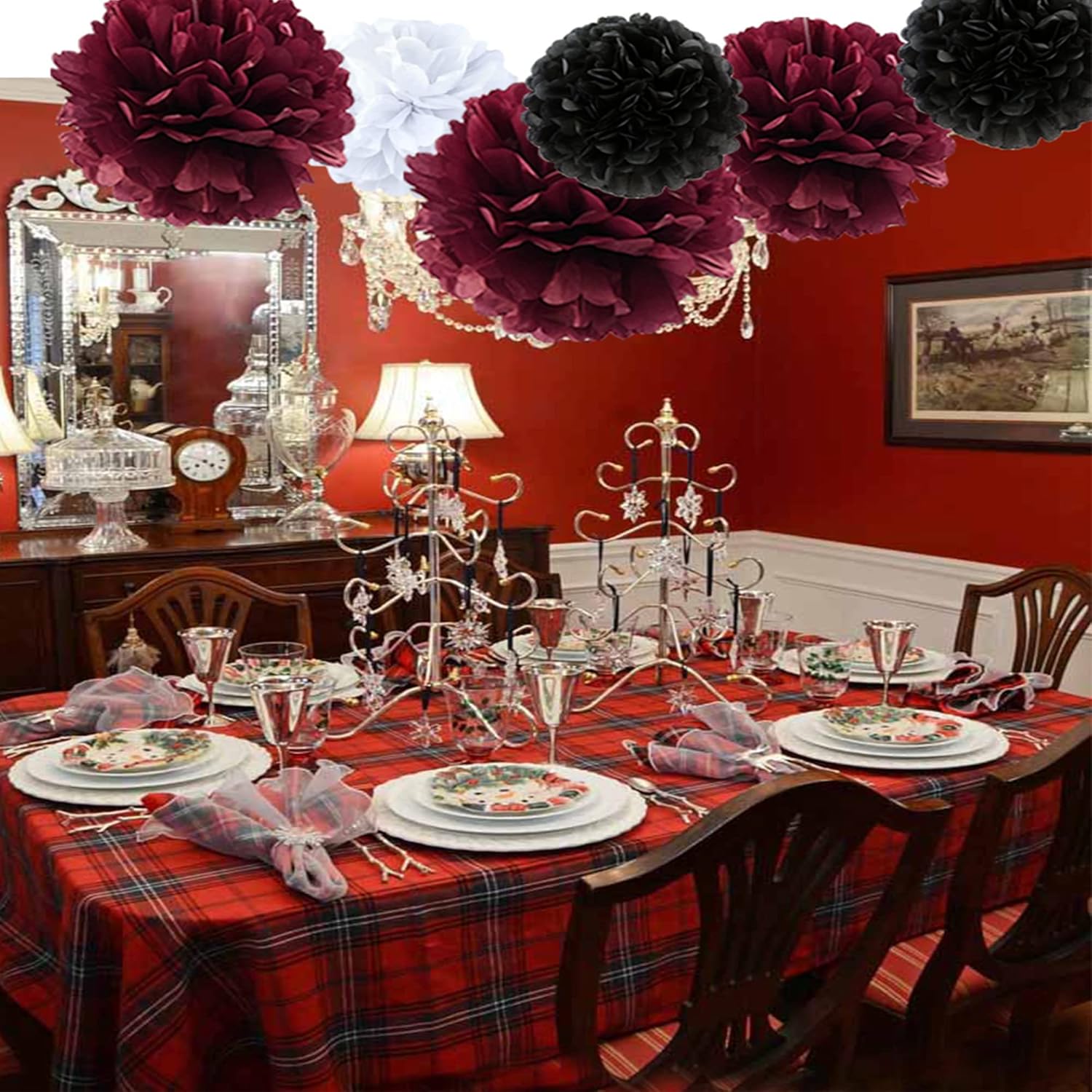 JIANGCHENG 12pcs Tissue Paper Pom Poms Wedding Birthday Decorations