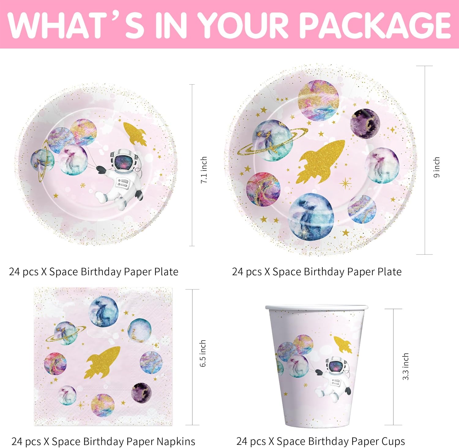 Space Birthday Party Set For Girl 24 Piece