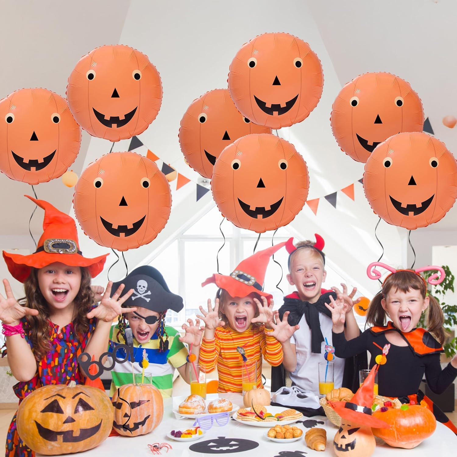 Cheerland 8pc Pumpkin Foil Balloons Halloween Decor