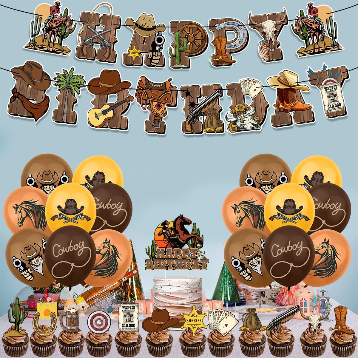 Western Cowboy Party Decorations Set
