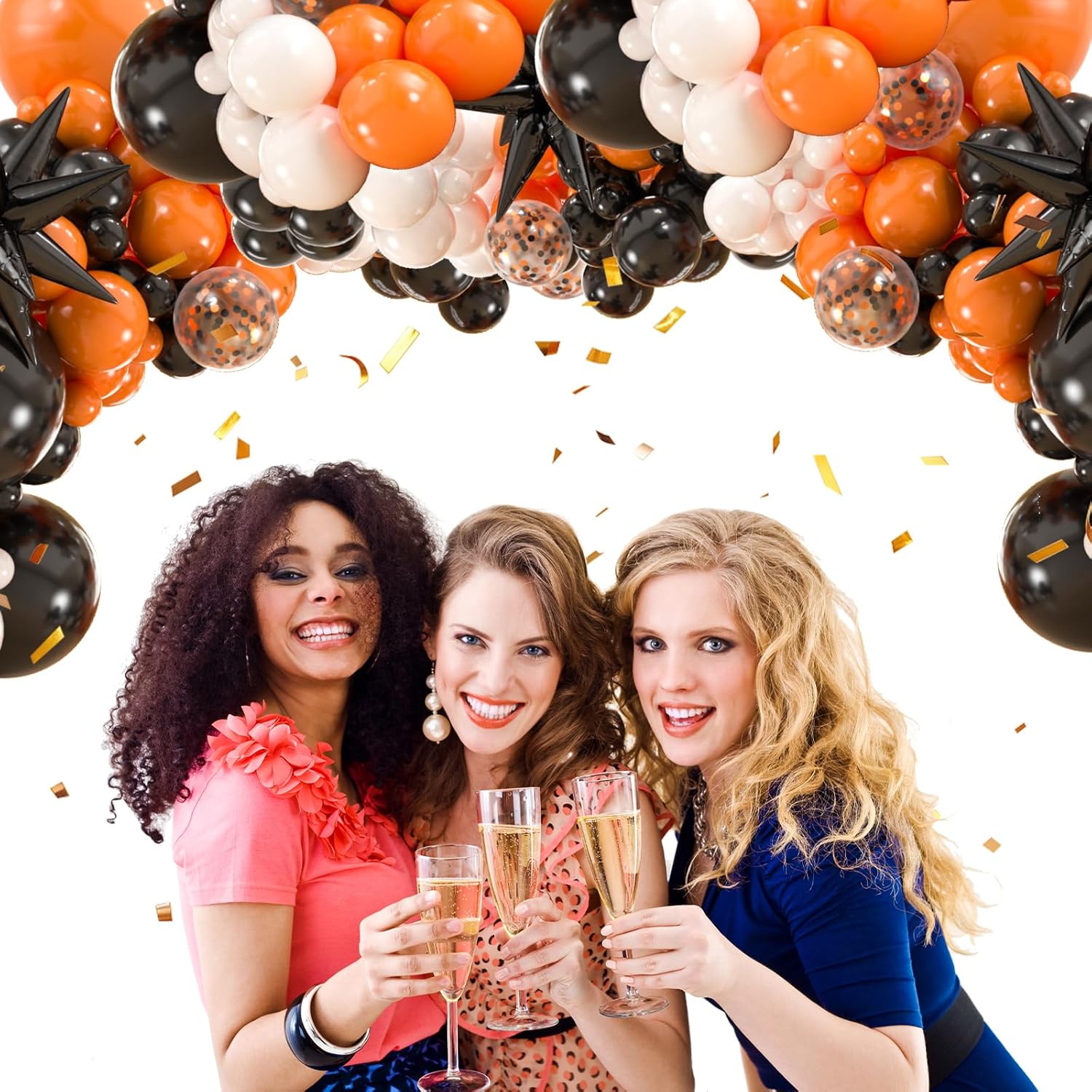 141pcs Black White Orange Balloon Garland Arch Kit