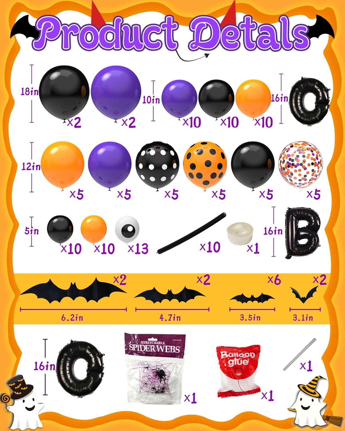 126 Pcs Halloween Balloon Garland Arch Kit 1