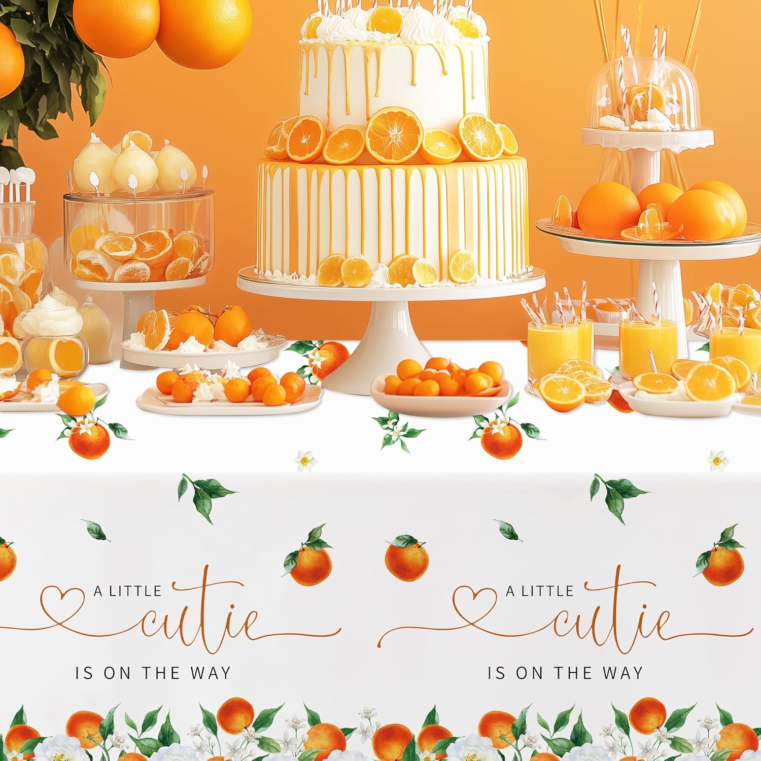 Little Cutie Baby Shower Decorations Tablecloth 3 Pack