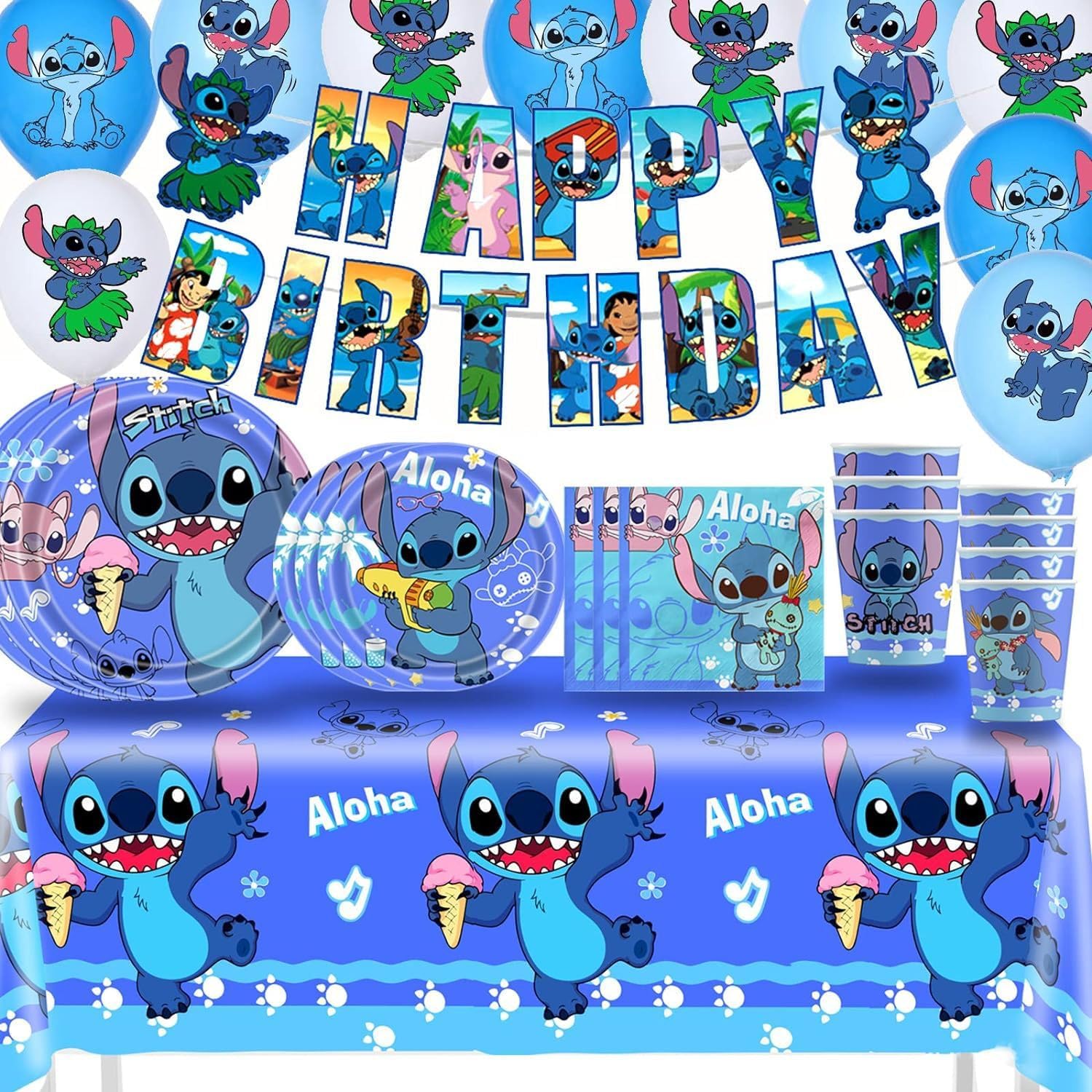 Lilo and Stitch 61 Pcs Birthday Party Supplies Set
