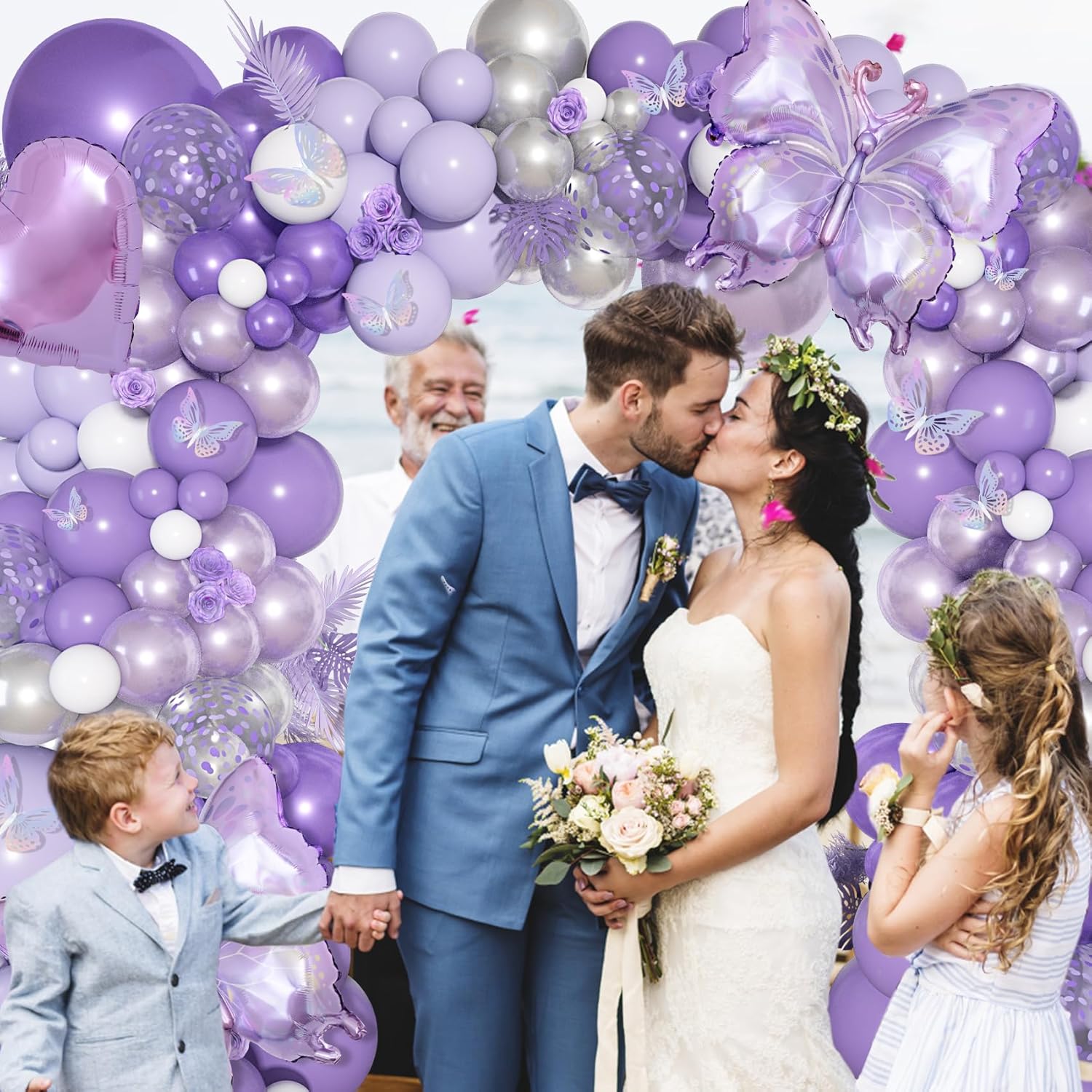 Ouddy Life 171Pcs Purple Butterfly Balloon Arch Kit