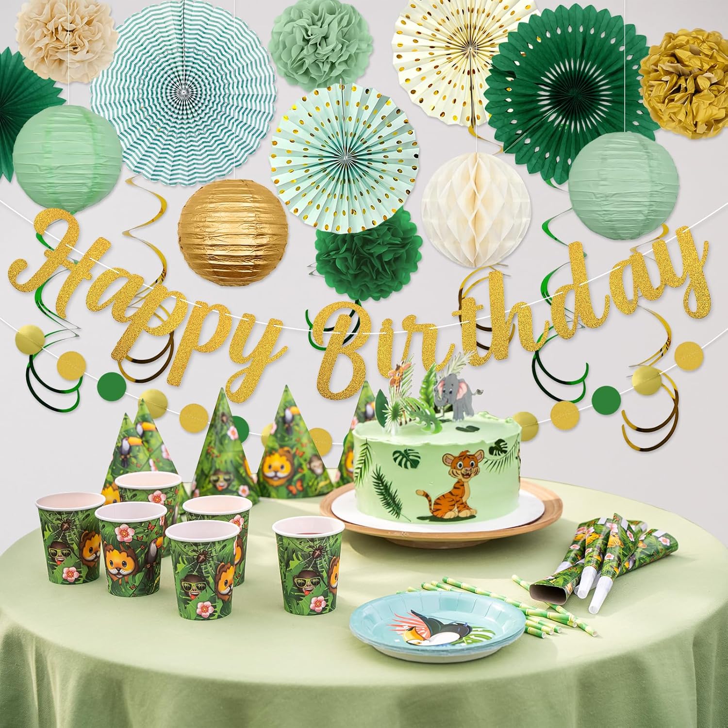 Sage Green Birthday Party Decorations 21pcs Set