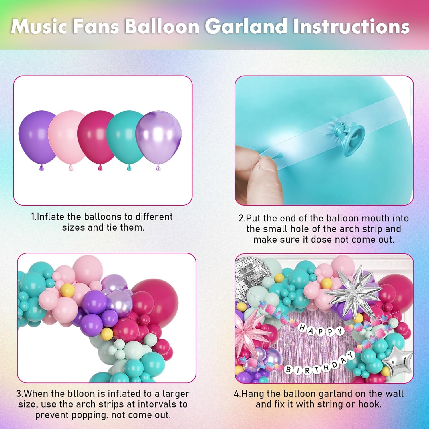 136Pcs Music Birthday Balloon Decor Kit