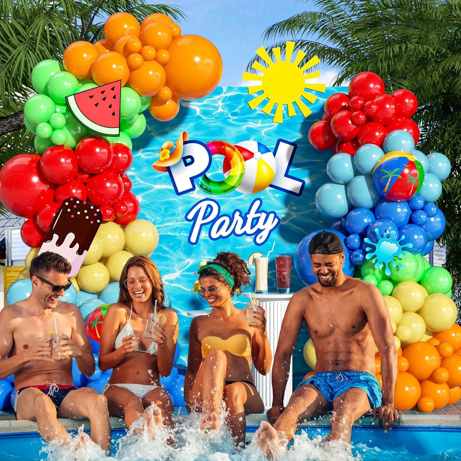 143pcs Pool Party Balloon Arch Decor