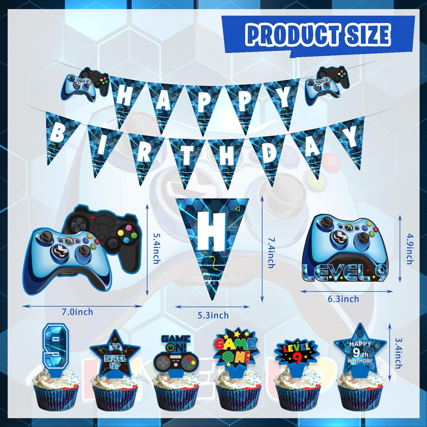 9th Birthday Decorations for Boys Gaming Theme