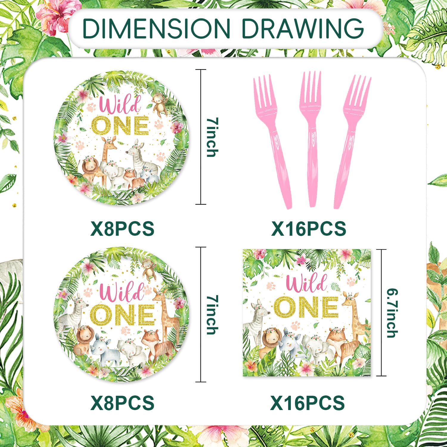 48Pcs Wild One Party Supplies for 16 Guests