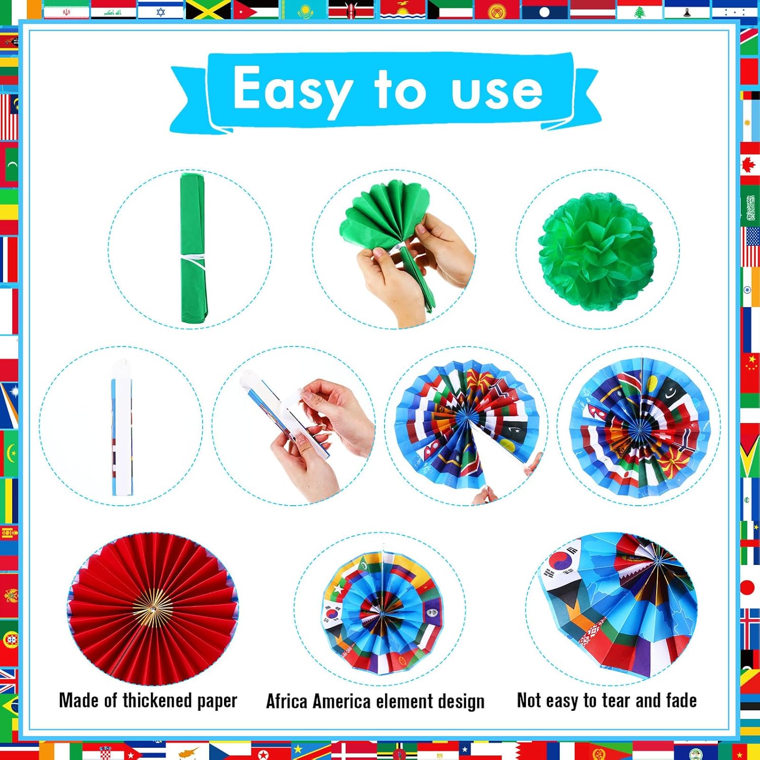 Outus 21 Pcs International Flags Classroom Decorations