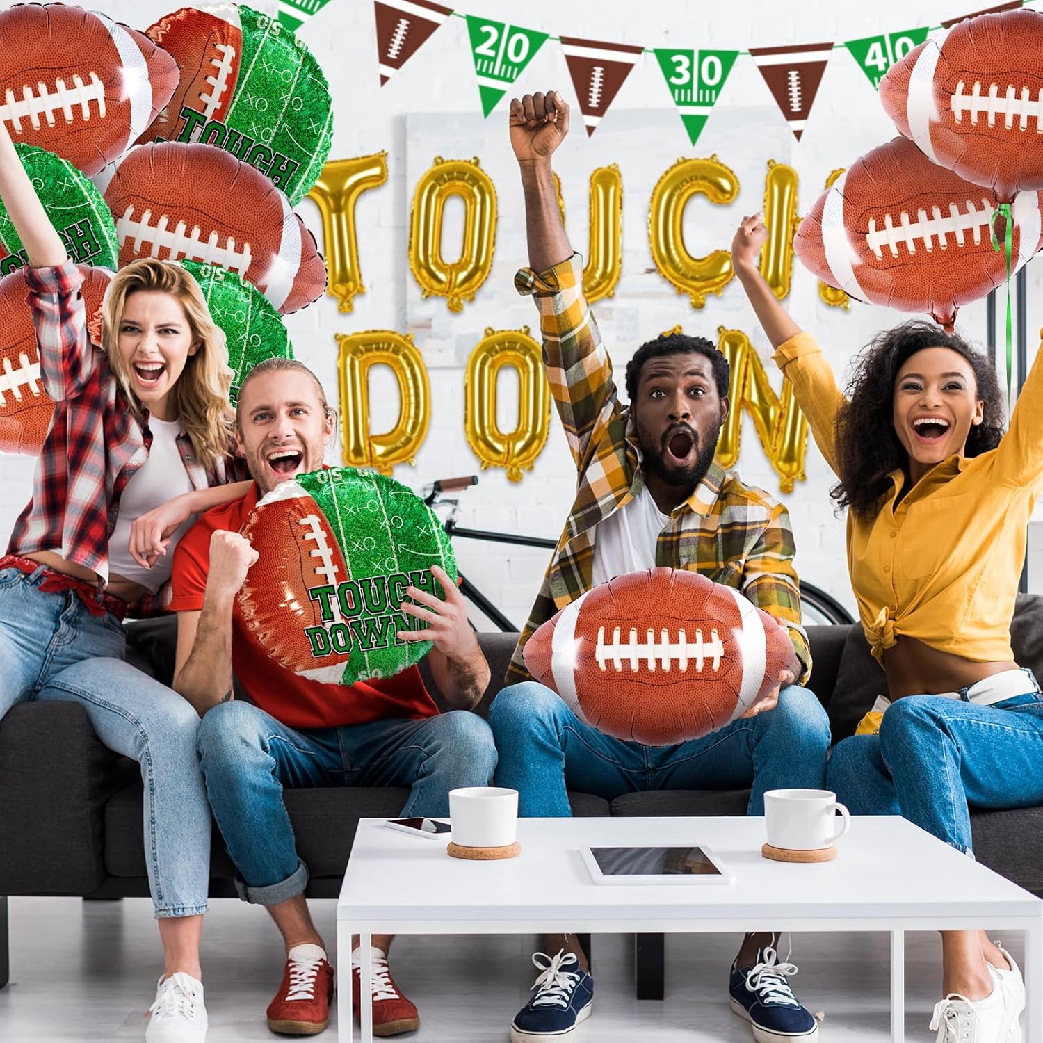 Football Party Supplies Kit Touchdown Balloons Goal Post Decorations