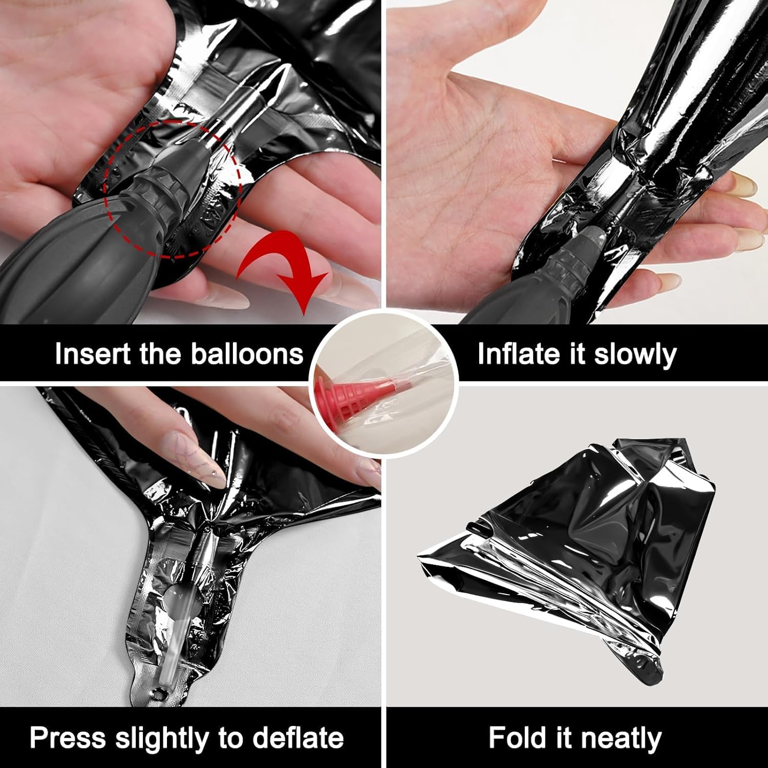 12Pcs Black Round Foil Balloons Party Decor