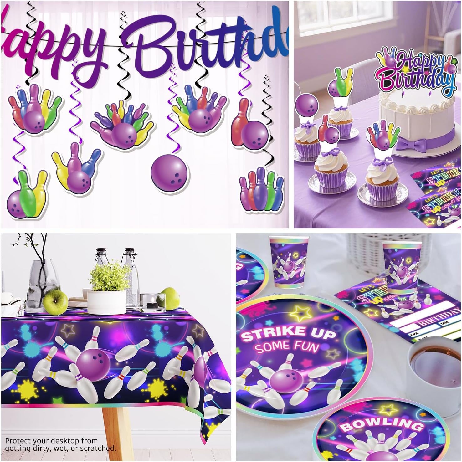 187PCS Bowling Party Decorations Set for 25 Guests