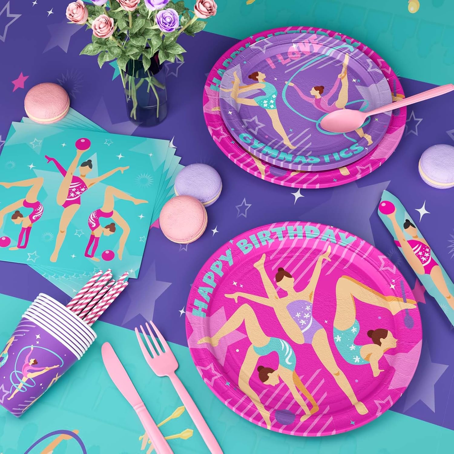 Gymnastics Birthday Party Tableware Set for Kids