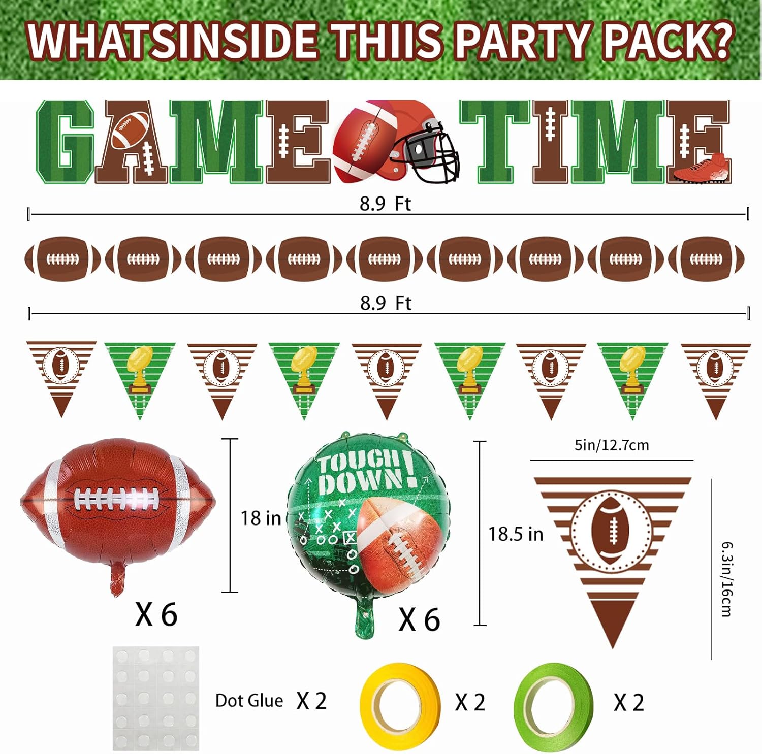 Football Theme Party Supplies Game Time Banners