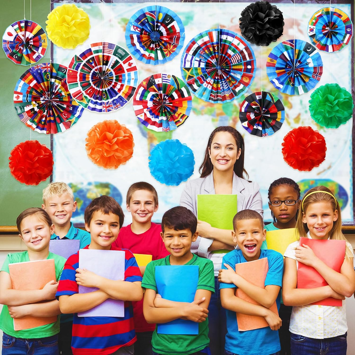 Outus 21 Pcs International Flags Classroom Decorations
