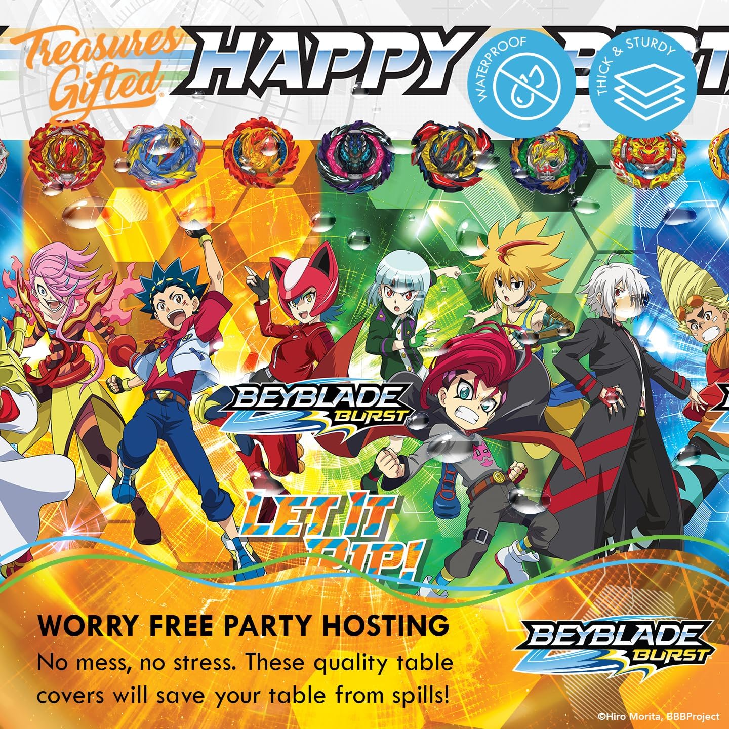 Treasures Gifted Beyblade Burst Tablecloth 54x108 Birthday Party Decor