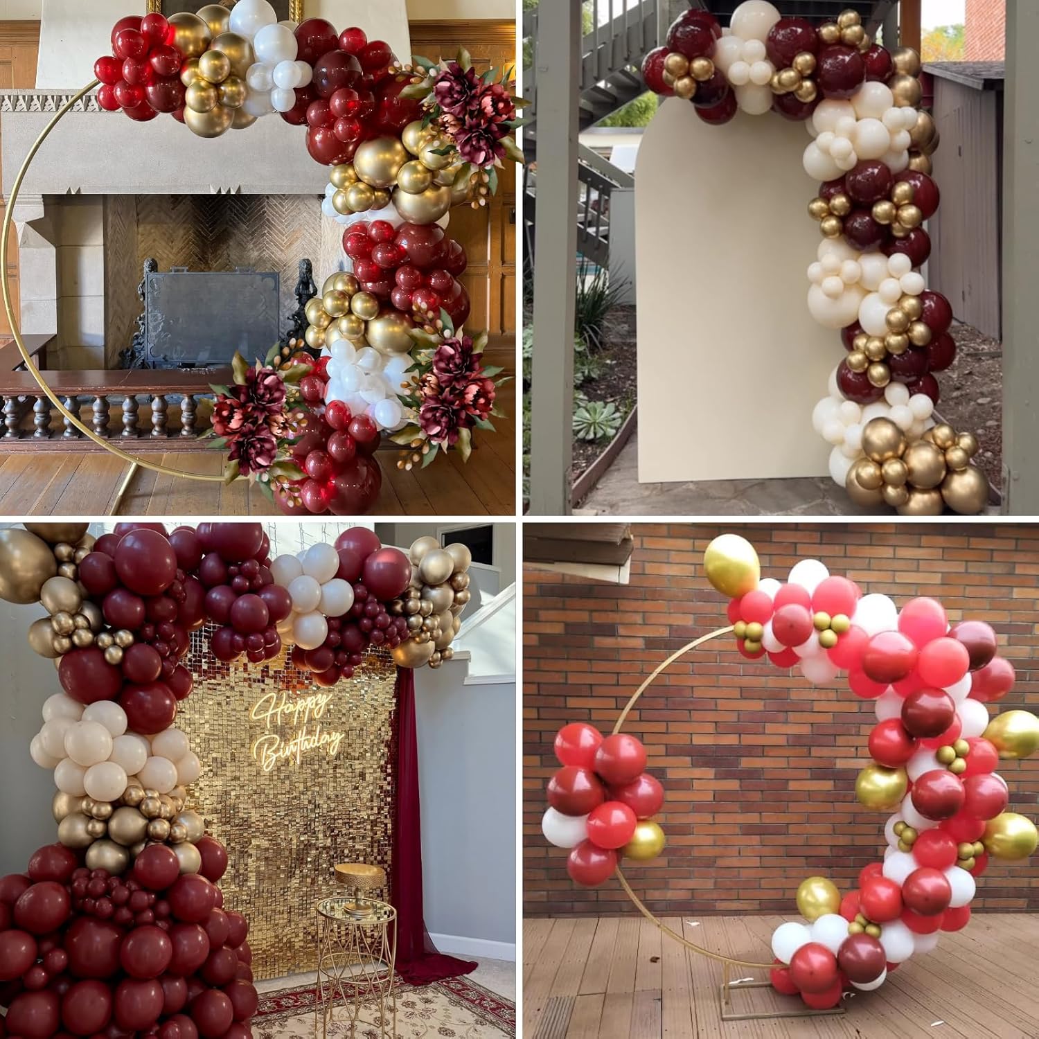 FunHot Burgundy Balloon Arch Kit with 108 Balloons