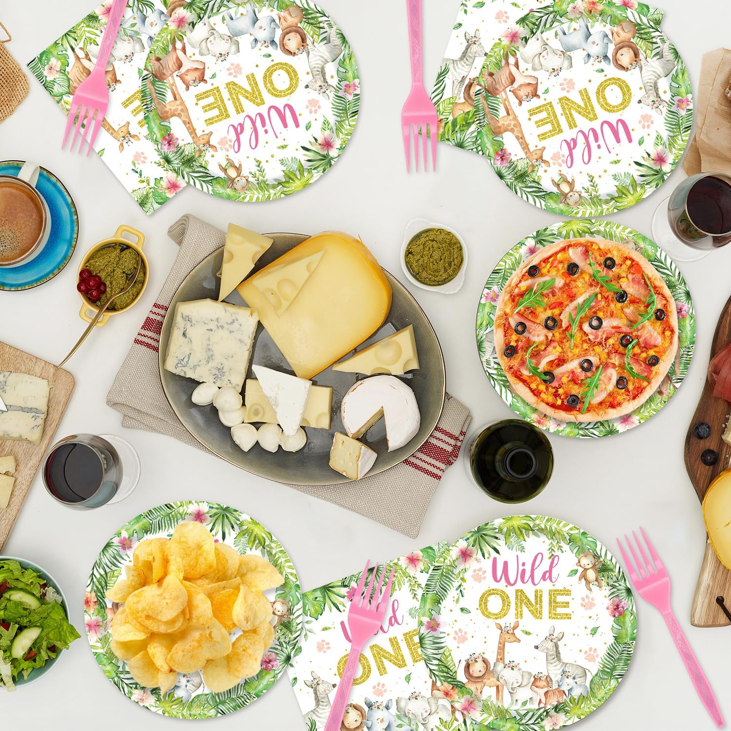 48Pcs Wild One Party Supplies for 16 Guests