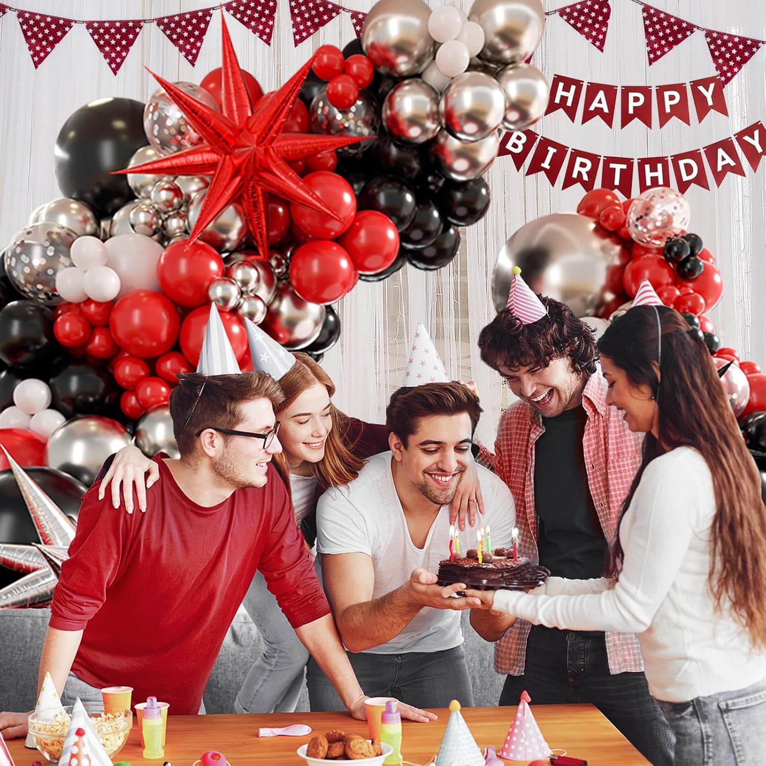 Red White Black Balloon Garland Arch Kit for Parties