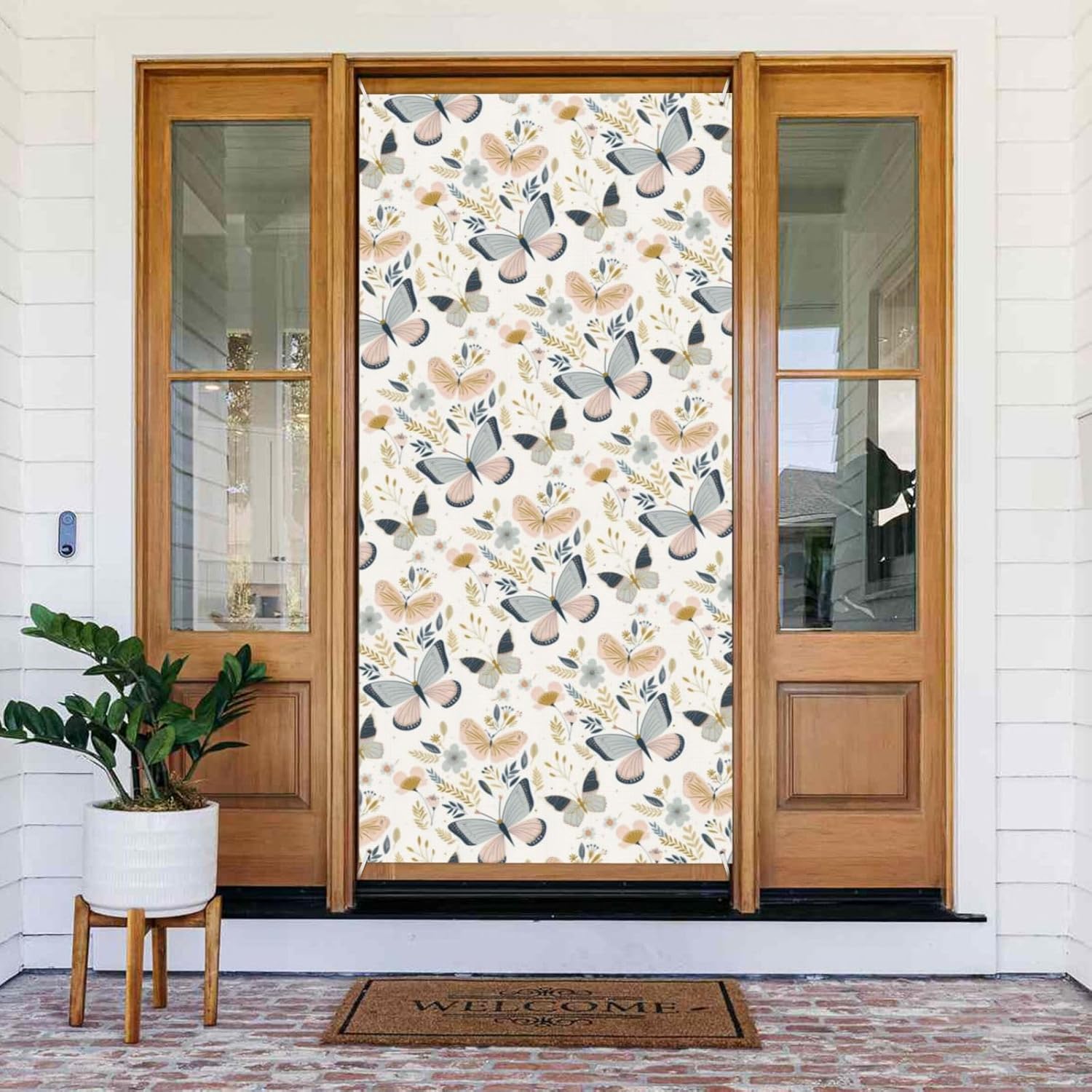 Butterfly Flower Door Banner Cover for Home and Garden