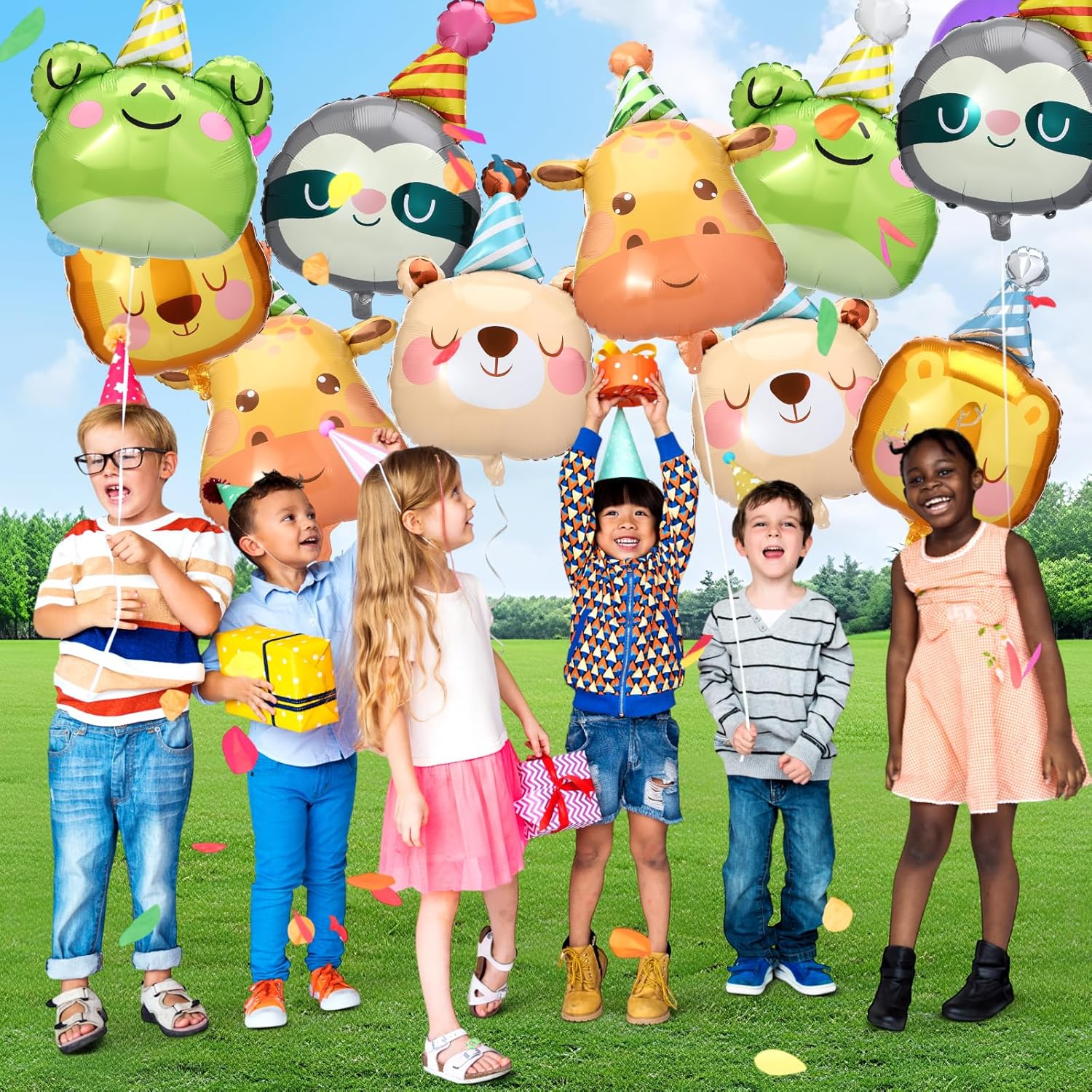 Civaner 10 Pcs Safari Animal Foil Balloons