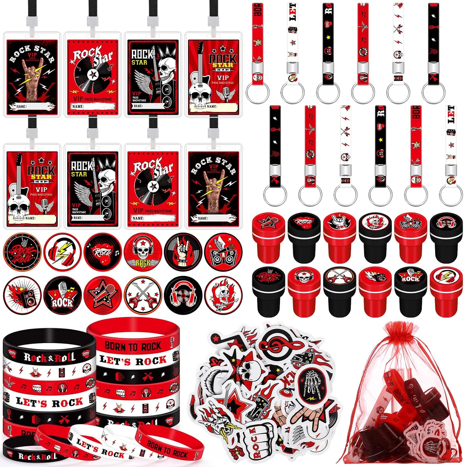 Blosssound 122 Pcs Rock and Roll Party Favors Set