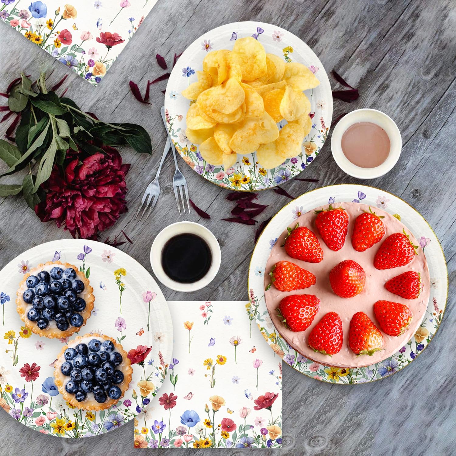 40 Pcs Wildflower Party Supplies for 20 Guests