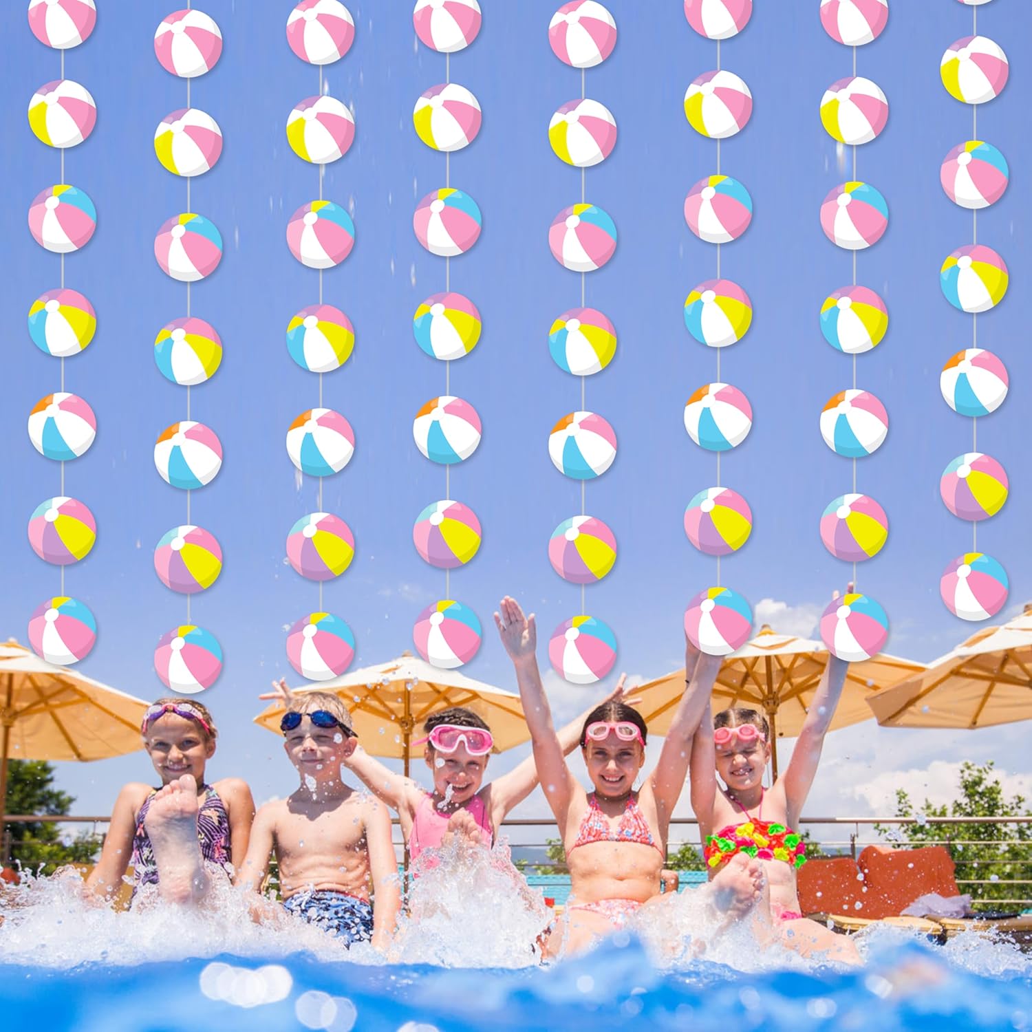 8pcs Pink Beach Ball Party Garlands for Summer Celebrations