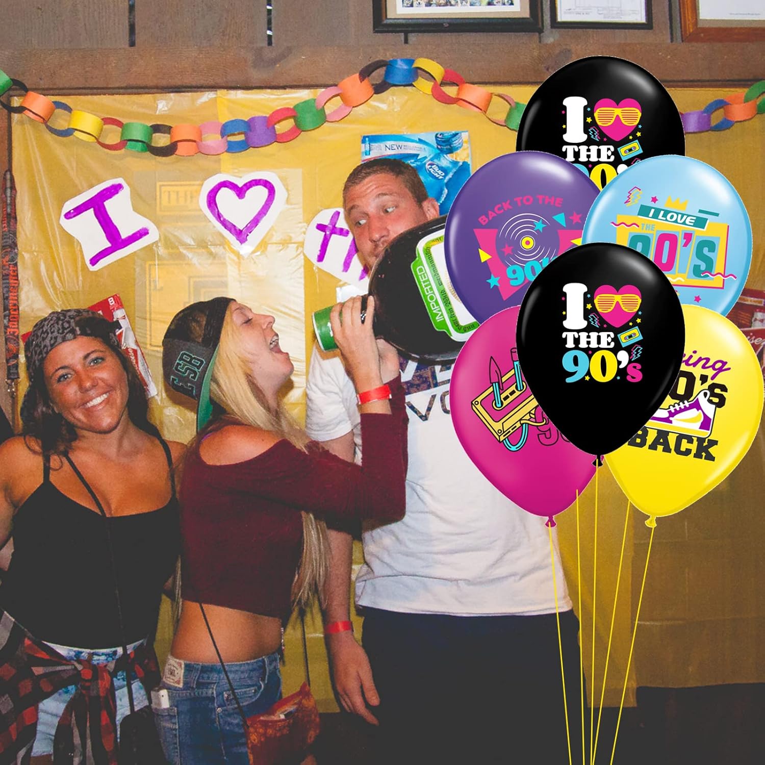 90s Party Balloons 40 Pack Retro Neon Decorations